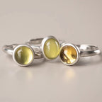 Fortune Jewel Natural 925 Sterling Silver Prehnite Citrine Adjustable Happiness Ring