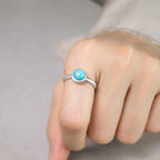 Fortune Jewel Natural 925 Sterling Silver Lazurite Turquoise Adjustable Balance Ring