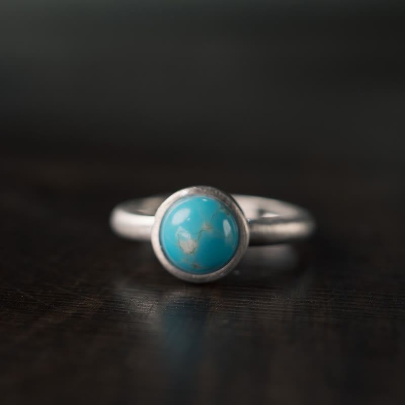 Fortune Jewel Natural 925 Sterling Silver Lazurite Turquoise Adjustable Balance Ring