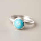 Fortune Jewel Natural 925 Sterling Silver Lazurite Turquoise Adjustable Balance Ring