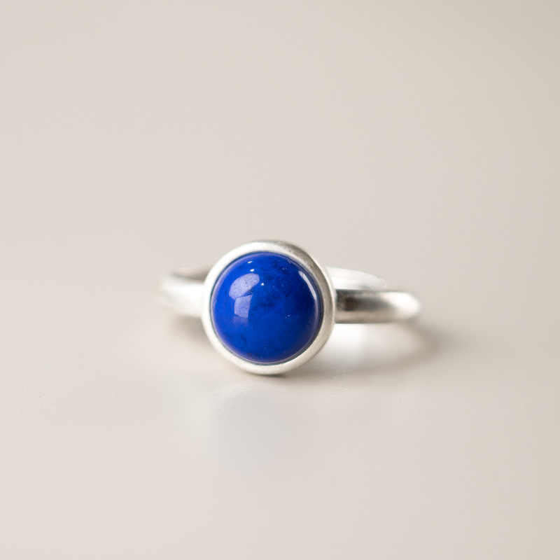 Fortune Jewel Natural 925 Sterling Silver Lazurite Turquoise Adjustable Balance Ring