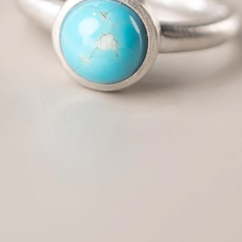 Fortune Jewel Natural 925 Sterling Silver Lazurite Turquoise Adjustable Balance Ring