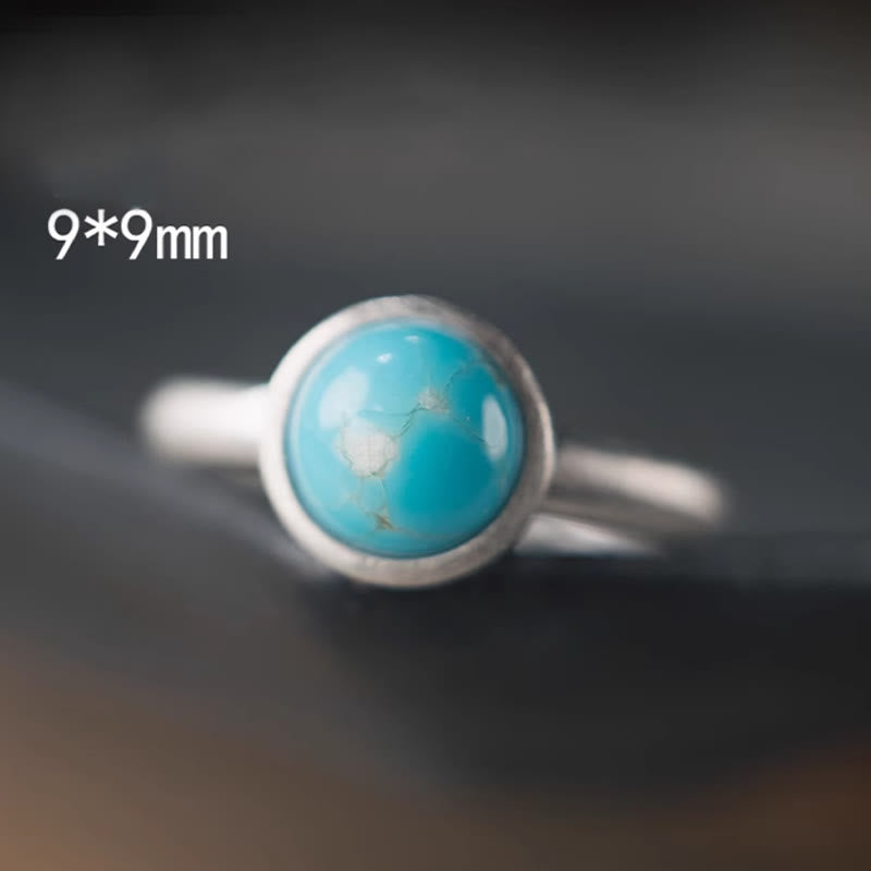 Fortune Jewel Natural 925 Sterling Silver Lazurite Turquoise Adjustable Balance Ring