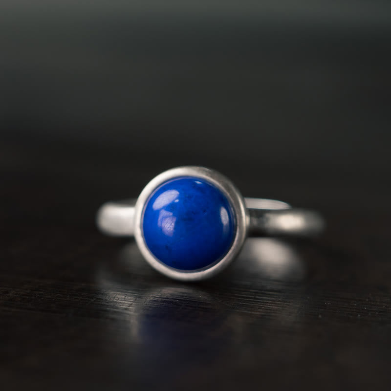 Fortune Jewel Natural 925 Sterling Silver Lazurite Turquoise Adjustable Balance Ring