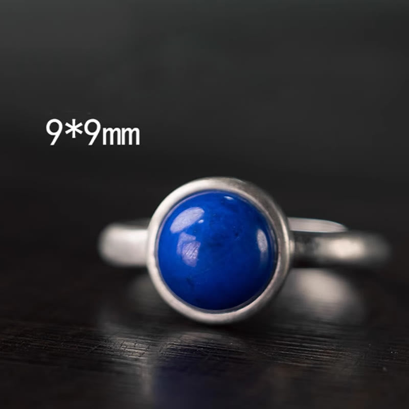 Fortune Jewel Natural 925 Sterling Silver Lazurite Turquoise Adjustable Balance Ring