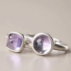 Fortune Jewel Natural 925 Sterling Silver Amethyst Adjustable Balance Ring