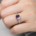 Fortune Jewel Natural 925 Sterling Silver Amethyst Adjustable Balance Ring