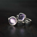 Fortune Jewel Natural 925 Sterling Silver Amethyst Adjustable Balance Ring