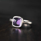 Fortune Jewel Natural 925 Sterling Silver Amethyst Adjustable Balance Ring