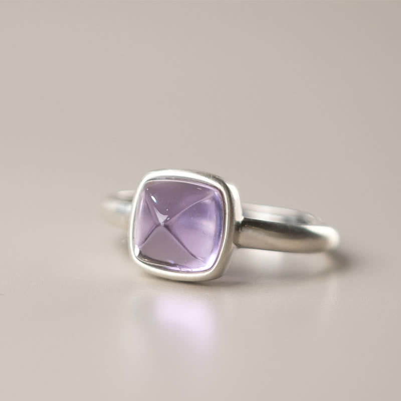 Fortune Jewel Natural 925 Sterling Silver Amethyst Adjustable Balance Ring