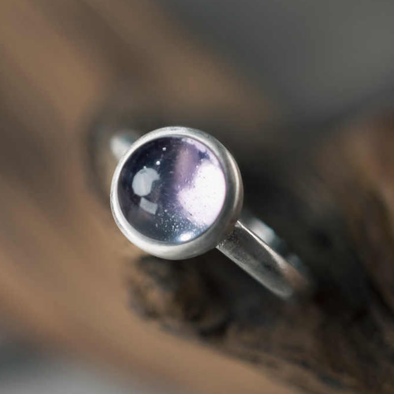 Fortune Jewel Natural 925 Sterling Silver Amethyst Adjustable Balance Ring