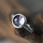Fortune Jewel Natural 925 Sterling Silver Amethyst Adjustable Balance Ring