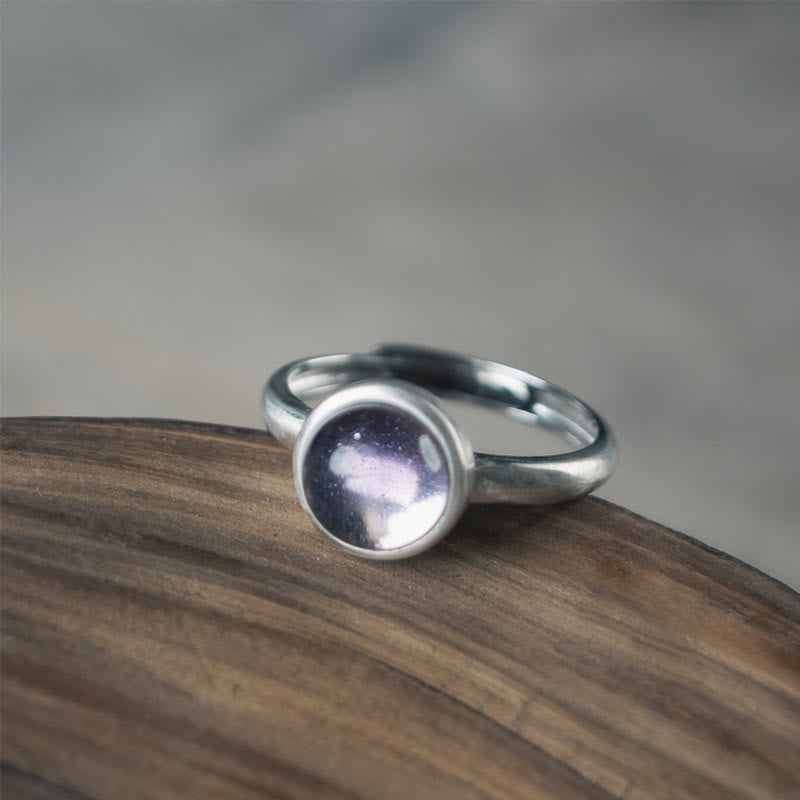Fortune Jewel Natural 925 Sterling Silver Amethyst Adjustable Balance Ring