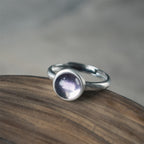 Fortune Jewel Natural 925 Sterling Silver Amethyst Adjustable Balance Ring