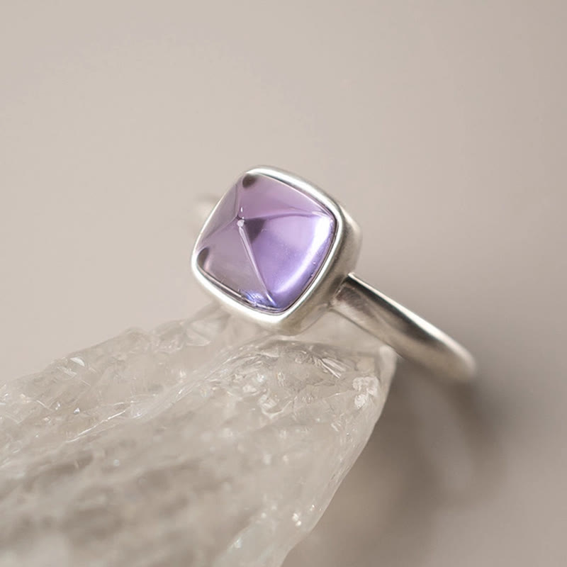 Fortune Jewel Natural 925 Sterling Silver Amethyst Adjustable Balance Ring