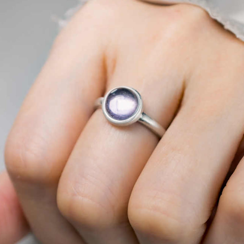 Fortune Jewel Natural 925 Sterling Silver Amethyst Adjustable Balance Ring