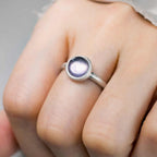 Fortune Jewel Natural 925 Sterling Silver Amethyst Adjustable Balance Ring