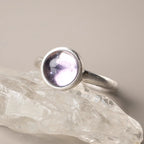 Fortune Jewel Natural 925 Sterling Silver Amethyst Adjustable Balance Ring