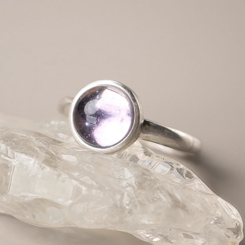 Fortune Jewel Natural 925 Sterling Silver Amethyst Adjustable Balance Ring