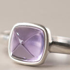 Fortune Jewel Natural 925 Sterling Silver Amethyst Adjustable Balance Ring