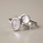 Buddha Stones Natural 925 Sterling Silver Pink Crystal Adjustable Warmth Ring