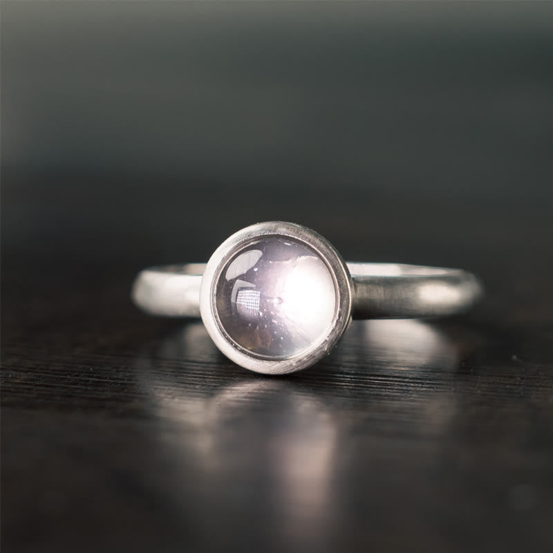 Buddha Stones Natural 925 Sterling Silver Pink Crystal Adjustable Warmth Ring