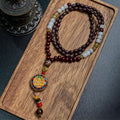 Fortune Jewel Tibetan Handmade Wood Beads Om Mani Padme Hum Samantabhadra Bodhisattva Purity Necklace Pendant