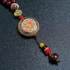 Fortune Jewel Tibetan Handmade Wood Beads Om Mani Padme Hum Samantabhadra Bodhisattva Purity Necklace Pendant
