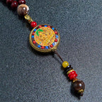 Fortune Jewel Tibetan Handmade Wood Beads Om Mani Padme Hum Samantabhadra Bodhisattva Purity Necklace Pendant