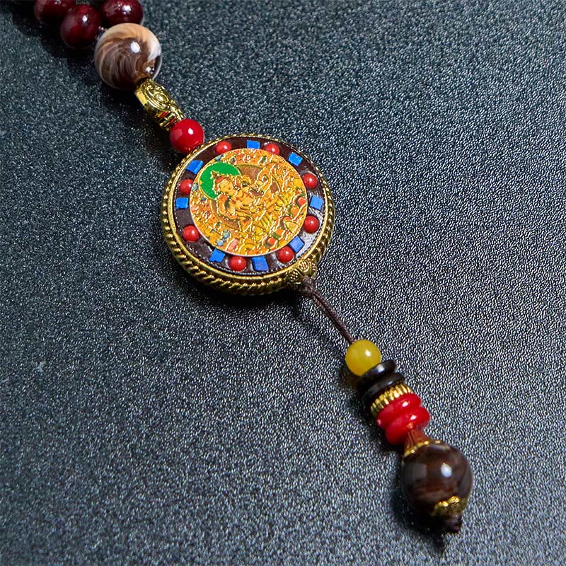 Fortune Jewel Tibetan Handmade Wood Beads Om Mani Padme Hum Samantabhadra Bodhisattva Purity Necklace Pendant
