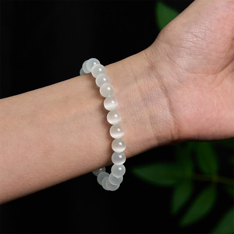 Fortune Jewel Natural Cat's Eye Beads 990 Sterling Silver Pixiu Positive Bracelet