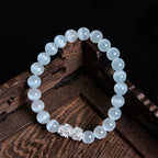 Fortune Jewel Natural Cat's Eye Beads 990 Sterling Silver Pixiu Positive Bracelet