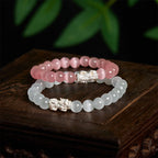 Fortune Jewel Natural Cat's Eye Beads 990 Sterling Silver Pixiu Positive Bracelet