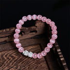 Fortune Jewel Natural Cat's Eye Beads 990 Sterling Silver Pixiu Positive Bracelet