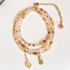 Fortune Jewel Natural Citrine Beads Pleasure Multi Layer Bracelet