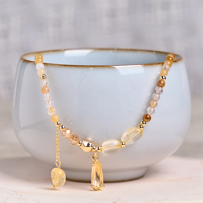 Fortune Jewel Natural Citrine Beads Pleasure Multi Layer Bracelet