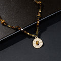Fortune Jewel Natural Tiger Eye Square Protection Titanium Steel Necklace Pendant