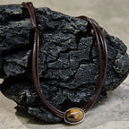 Fortune Jewel Natural Tiger Eye Ellipse Protection Wax Rope Necklace Pendant