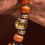 Fortune Jewel Natural Tibetan Camel Bone Barrel Beads OM Sanskrit Luck Protection Bracelet