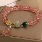 Fortune Jewel Natural Strawberry Quartz Peace Buckle Jade Positive Bracelet