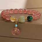 Fortune Jewel Natural Strawberry Quartz Peace Buckle Jade Positive Bracelet
