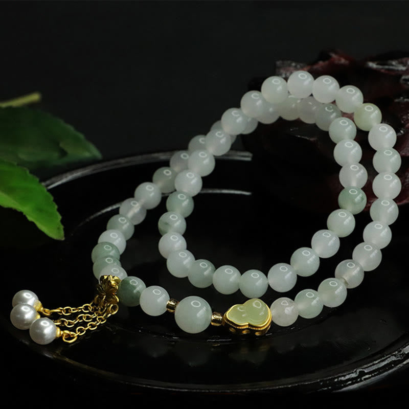 Fortune Jewel Natural Tianshan Jade Lotus Gourd Double Circle Prosperity Bracelet
