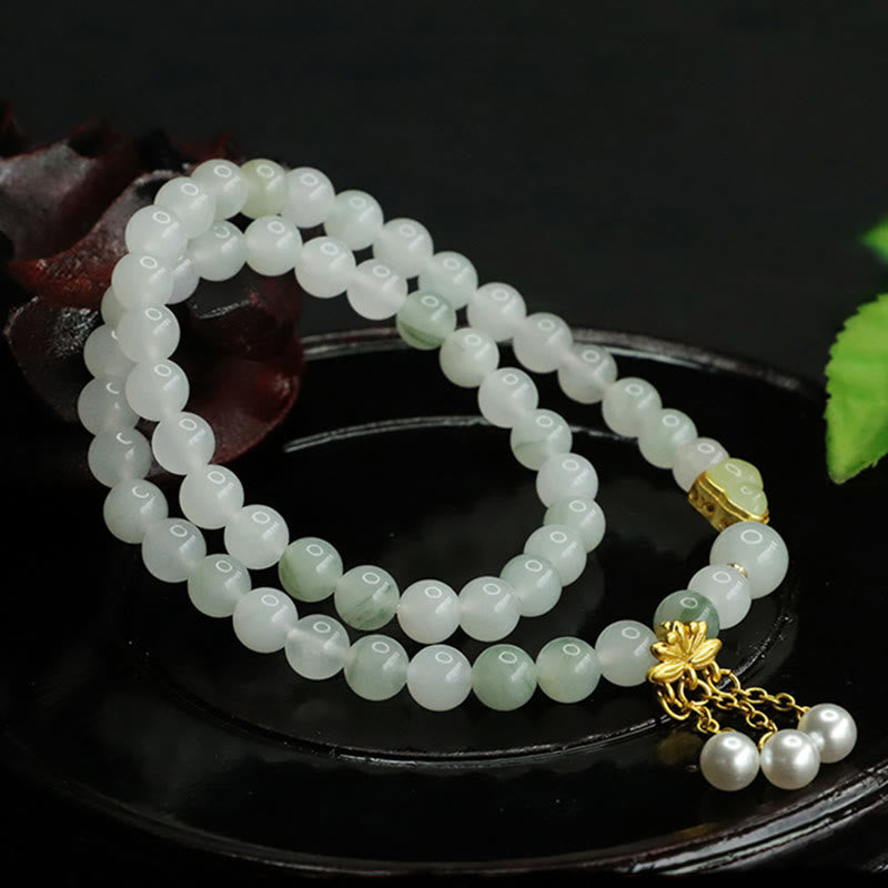 Fortune Jewel Natural Tianshan Jade Lotus Gourd Double Circle Prosperity Bracelet