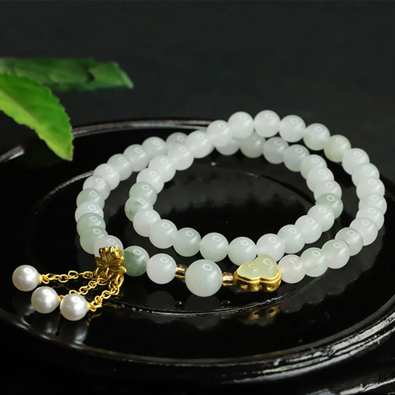 Fortune Jewel Natural Tianshan Jade Lotus Gourd Double Circle Prosperity Bracelet