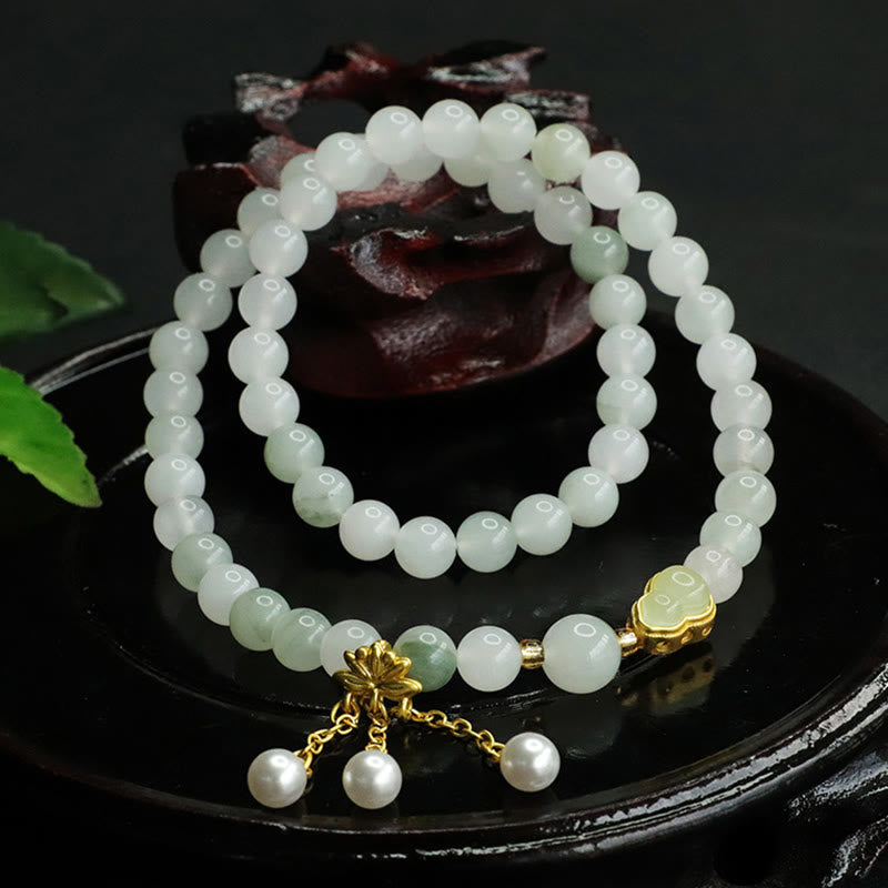 Fortune Jewel Natural Tianshan Jade Lotus Gourd Double Circle Prosperity Bracelet