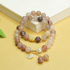 Fortune Jewel Natural Golden Silk Jade Double Layer Gourd Peace Buckle Luck Bracelet