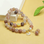 Fortune Jewel Natural Golden Silk Jade Double Layer Gourd Peace Buckle Luck Bracelet