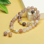 Fortune Jewel Natural Golden Silk Jade Double Layer Gourd Peace Buckle Luck Bracelet