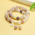 Fortune Jewel Natural Golden Silk Jade Double Layer Gourd Peace Buckle Luck Bracelet