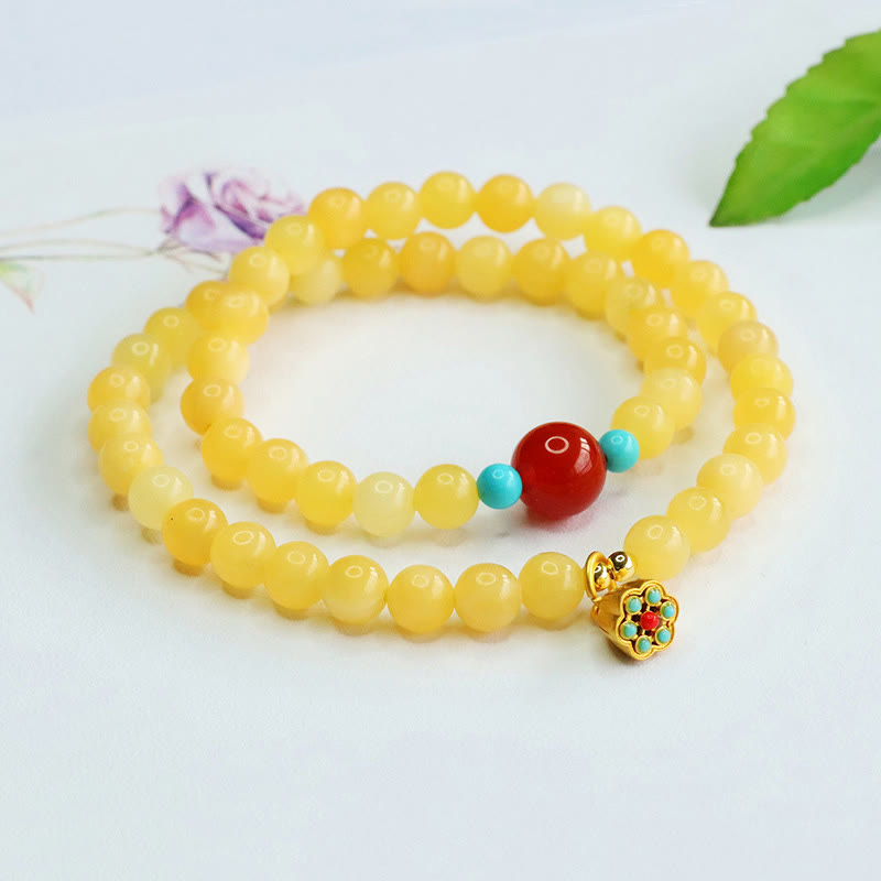 Buddha Stones Topaz Red Agate Bead Fortune Bracelet